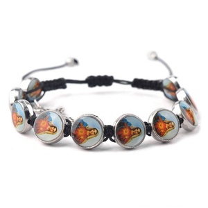 Religioso católico Divina Misericordia Jesús <span class=keywords><strong>Gardian</strong></span> Angel Beads Cordón negro Ajustable Hombres Mujeres Pulsera tejida - Product Image 3