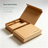 Boîte à rabat en forme de livre en kraft personnalisée, acceptant les commandes d'échantillons, boîte rigide recyclable pour emballage cadeau haut de gamme