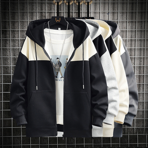 Nouveau cardigan à capuche pour le printemps et l'automne, coupe ample, couleur assortie, manteau décontracté tendance, matière douce, respirante, confortable pour la peau - Product Image 5