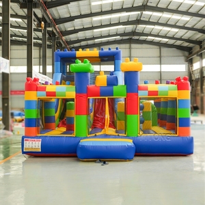 Building Block Themed Commercial Inflatable Bounce House With <b>Slide</b> Kids Jumper For Birthday Party Backyard Event Rental - Product Image 1