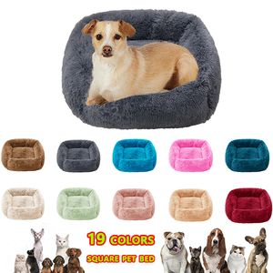 Rechteckiges Hundebett Katzenbett Sofa Langes Plüschbett Kunstfell Plüsch-Hundekissen Tiernest - Product Image 3