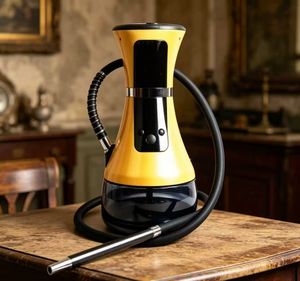 Kit de chicha électrique portable avec base en verre jaune et noir pour la maison et le salon - Product Image 5