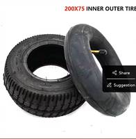 Pneu de karting 200X75 TT et jeu de chambres à air pour voiture jouet de terrain de jeu de 8 pouces, pneus avant/arrière en caoutchouc naturel noir, garantie 1 an