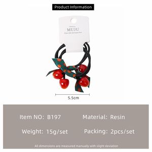 2件2卡片式甜樱桃发带高弹力发条韩版水果发饰 - Product Image 6