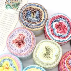 Wholesale softy raninbow cake yarn acrylic cotton blended yarn 100g/b diy scarf hand knitting yarns