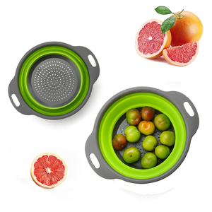 गर्म बेच दौर कोलंडर रसोई सिलिकॉन फिल्टर पानी Draining टोकरी तह कोलंडर छलनी - Product Image 5