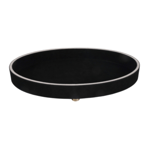 Vassoio decorativo rotondo minimalista in camoscio per centrotavola da caffè, elegante vassoio d'accento per la casa, per camera da letto o vanità del bagno - Product Image 5