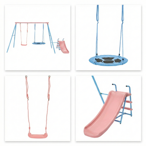 XNS107 Juego de dos columpios con tobogán azul y rosa para parque infantil al aire libre - Product Image 6