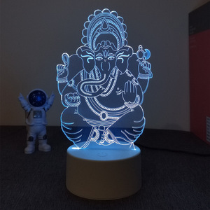 Tùy chỉnh tôn giáo 3D Phật ánh sáng ban đêm 7 màu sắc cảm ứng ảo tưởng bầu không khí thị giác LED Đèn cho Phật Giáo Quà Tặng - Product Image 2