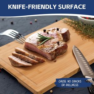 Ensemble de planches à découper en bambou 3 pièces, qualité supérieure, organique, respectueux des lames de couteau, blocs de découpe pour la cuisine - Product Image 3