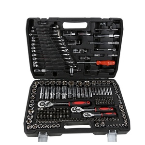 Kit d'outils combinés 216 pièces en acier au carbone avec cliquet, clés à douilles, tournevis et mallette de transport rigide pour réparation automobile - Product Image 1