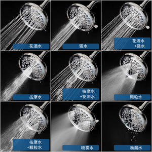 Juego de ducha de estilo americano de 10 funciones con pistola rociadora y cabezal de ducha de mano, chapado en cromo, fácil de limpiar - Product Image 5