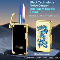 Vente en gros de briquet en métal à détection intelligente personnalisable coupe-vent double commande vocale multi-mode coque de couleur d'allumage