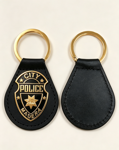Custom Engraved Metal Badge <b>Leather</b> <b>Keychain</b> | Gold/Nickel Plated Zinc Alloy Key Ring Fob | <b>Leather</b> Key Holder - Product Image 5