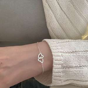 Women's Minimalist Double Heart Hollow Design Delicate <b>Thin</b> Chain <b>Bracelet</b> Korean Style Fashion Charm Jewelry Wholesale - Product Image 2