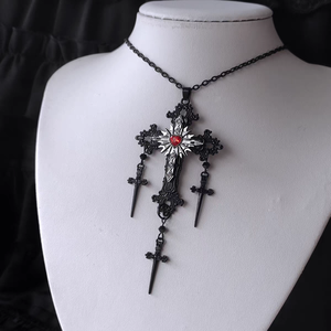 Collar con Colgante de Cruz de Luz Sagrada y Espada Oscura Gótica, Diseño Clásico de Nicho, Joyería de Moda para Mujer - Product Image 1
