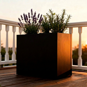 114 L Wholesale Black Galvanized Steel Planter Outdoor Flower Box Eco-Friendly Home & Garden Centers Bulk Supply - Product Image 1