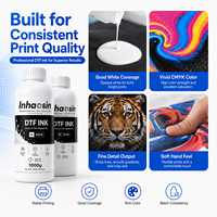 Tinta Cetak DTF INHAOSIN Anti Penyumbatan Berbasis Air CMYKW 1000g untuk Printer Transfer Panas Film PET I3200 XP600 4720 L1800