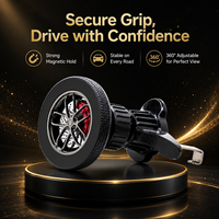 Support de téléphone magnétique pour grille d'aération de voiture en alliage d'aluminium stable avec étrier rouge, rotation à 360 degrés et hauteur réglable