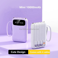 Station d'alimentation 10000 mAh, batterie externe mobile, affichage LED, câble intégré détachable, entrée USB Type-C 20W, fabrication directe OEM/ODM