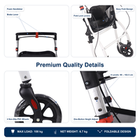 Nouveau design de déambulateur d'intérieur avec plateau, 4 roues antidérapantes en PVC, 108 kg, 6 niveaux, CE UKCA ISO 13485