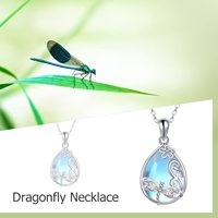 Collier pendentif en forme de libellule en pierre de lune en argent sterling 925 tendance