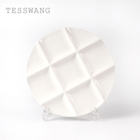Assiette en céramique à 9 compartiments avec logo personnalisé, en porcelaine fine, artistique et durable, pour la restauration et la présentation en restaurant