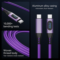 Câble USB-C 240W 5A PD à charge rapide, tressé, Type C vers USB-C, avec affichage numérique LED pour iPhone 17 16 Pro Max