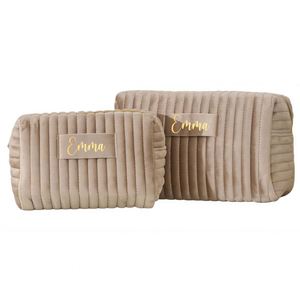 Pochette à maquillage personnalisée avec nom, pochette de rangement pour cosmétiques, trousse de toilette en velours de voyage, cadeaux pour demoiselles d'honneur, cadeau pour la fête des mères - Product Image 2