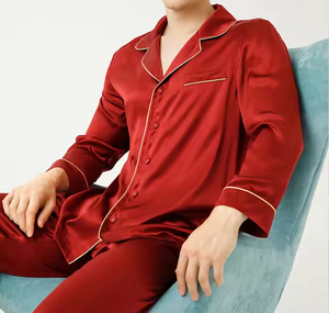 <span class=keywords><strong>Pigiama</strong></span> da <span class=keywords><strong>uomo</strong></span> personalizzato con <span class=keywords><strong>pigiama</strong></span> in raso e completo a maniche lunghe abbigliamento da notte in seta da <span class=keywords><strong>uomo</strong></span> Sexy stile moderno e morbido e accogliente camicia da notte di grandi dimensioni - Product Image 5