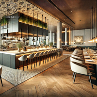 Ensemble de table en bois ronde de luxe moderne meubles confortables de salle à manger extérieure/café/café pour restaurant commercial durable