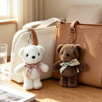 Porte-clés Ours en Peluche Marron, Pendentif Doux en Forme d'Animal en Peluche, Breloque de Sac, Accessoire Cadeau