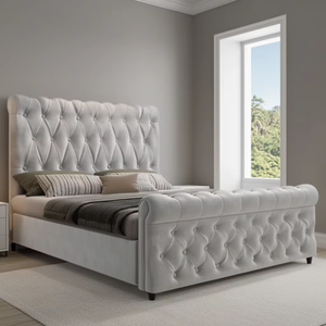 Letto <span class=keywords><strong>matrimoniale</strong></span> moderno di lusso con contenitore, rivestimento in pelle e velluto, testiera alta con sollevamento a gas, King Size - Campione Gratuito - Product Image 1