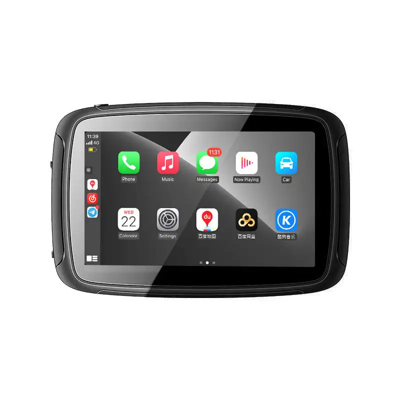 Dispositivo de pantalla táctil impermeable IPX7, 5 pulgadas, navegación GPS vía CarPlay/Android Auto para motocicleta, Bluetooth Dual
