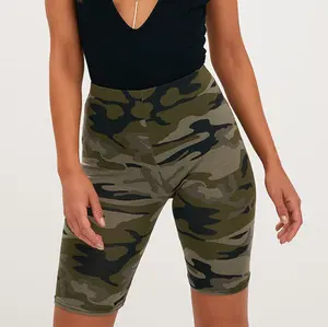 Fashion Workout Camouflage Print Biker Shorts Short Tights for Women