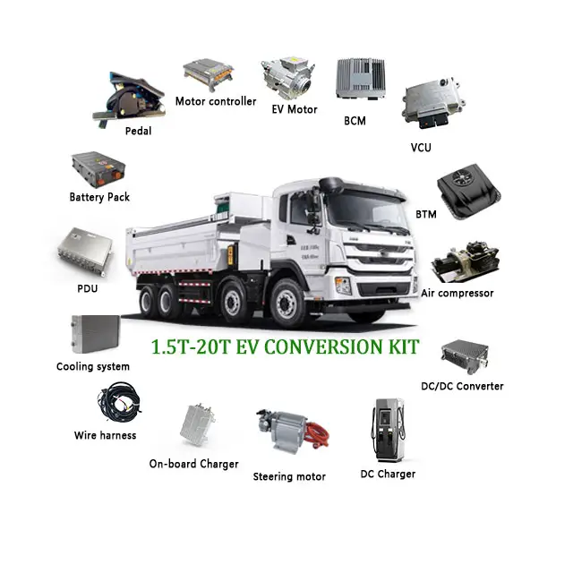 Kit de conversión de vehículo eléctrico, controlador completo de conversión de vehículo eléctrico, 8t, 100kw, 730Nm, kit de conversión EV para camioneta y camión eléctrico