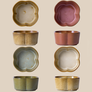 Plat à sauce soja en forme <span class=keywords><strong>de</strong></span> fleur à vendre, petit plat rétro en céramique émaillée multicolore pour restaurant - Product Image 6