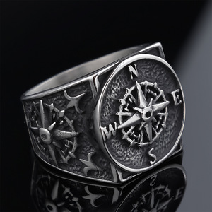 Anillo Cruz Vikingo Personalizado con Runas Nórdicas, Banda de Acero Inoxidable, Joyería Vintage de Explorador Marítimo <span class=keywords><strong>para</strong></span> Hombre - Product Image 3