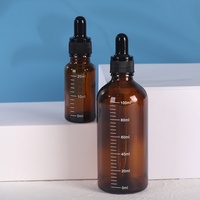 Flacon compte-gouttes rond en verre brun gradué de 5 ml avec étiquette imprimée résistante à la lumière pour huiles essentielles, sérums et crèmes de soin de la peau