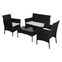 Ensemble de canapés d'extérieur en rotin PE minimaliste moderne, quatre pièces, pour patio, jardin, terrasse, villa et hôtel