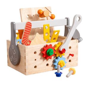 Boîte à <span class=keywords><strong>outils</strong></span> en <span class=keywords><strong>bois</strong></span> pour enfants, éducation précoce, tournevis, écrou, démontage, assemblage, jeu de motricité fine pour les doigts, âges 5-7 - Product Image 5