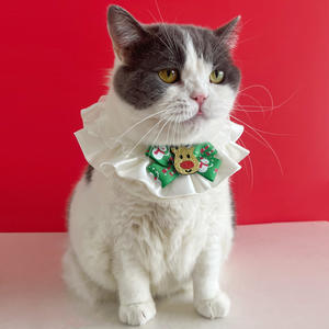 Katı desen kedi köpek noel eşarp yeni yı<span class=keywords><strong>l</strong></span> önlük dekoratif şeritler ile tükürük havlusu sınır ötesi katı desen evcil hayvan tasmaları - Product Image 3