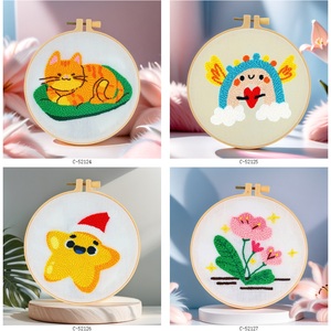 Nouvelle mode Simple mignon Animal poinçon aiguille <span class=keywords><strong>Kit</strong></span> pour démarreur 15cm 6 pouces avec broderie cerceau fil poinçon aiguille pour étudiant - Product Image 5