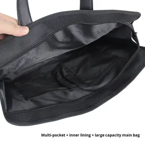 Jianteng Zwart Canvas Aktetas Grote Capaciteit Waterdichte Verdikte Draagtas Zachte Handtas Voor Documenten Bedrijfsdocument - Product Image 3