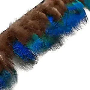 Crafts Eco-Friendly 100% handmade natural blue peacock feather trims and fringes plumas India feather trim lace for DIY costume