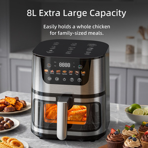 <span class=keywords><strong>Friteuse</strong></span> à <span class=keywords><strong>air</strong></span> visuelle grande capacité 8L 2400W en acier inoxydable, four électrique sans huile avec prise 110V/220V pour cuisine domestique - Product Image 3