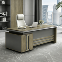 Bureau de direction de luxe moderne en forme de L en bois pour PDG, directeur, patron avec retour latéral, mobilier de bureau, poste de travail informatique