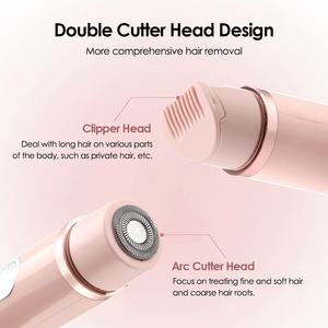 Vente en gros USB rechargeable double tête rasoir automatique dames aisselles visage lèvres jambes mains tondeuse mini femmes épilateur - Product Image 3