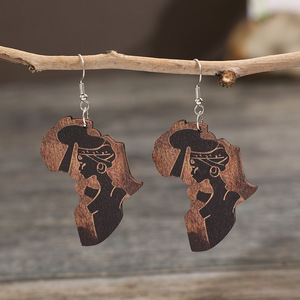 Orecchini pendenti con stampa mappa marrone stile western, orecchini da donna in stile vintage - Product Image 3