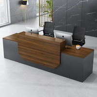 Meubles de bureau, comptoir de bureau, design de comptoir, armoire de rangement latérale, table de réception, panneau de bureau en bois, bureau en bois moderne
